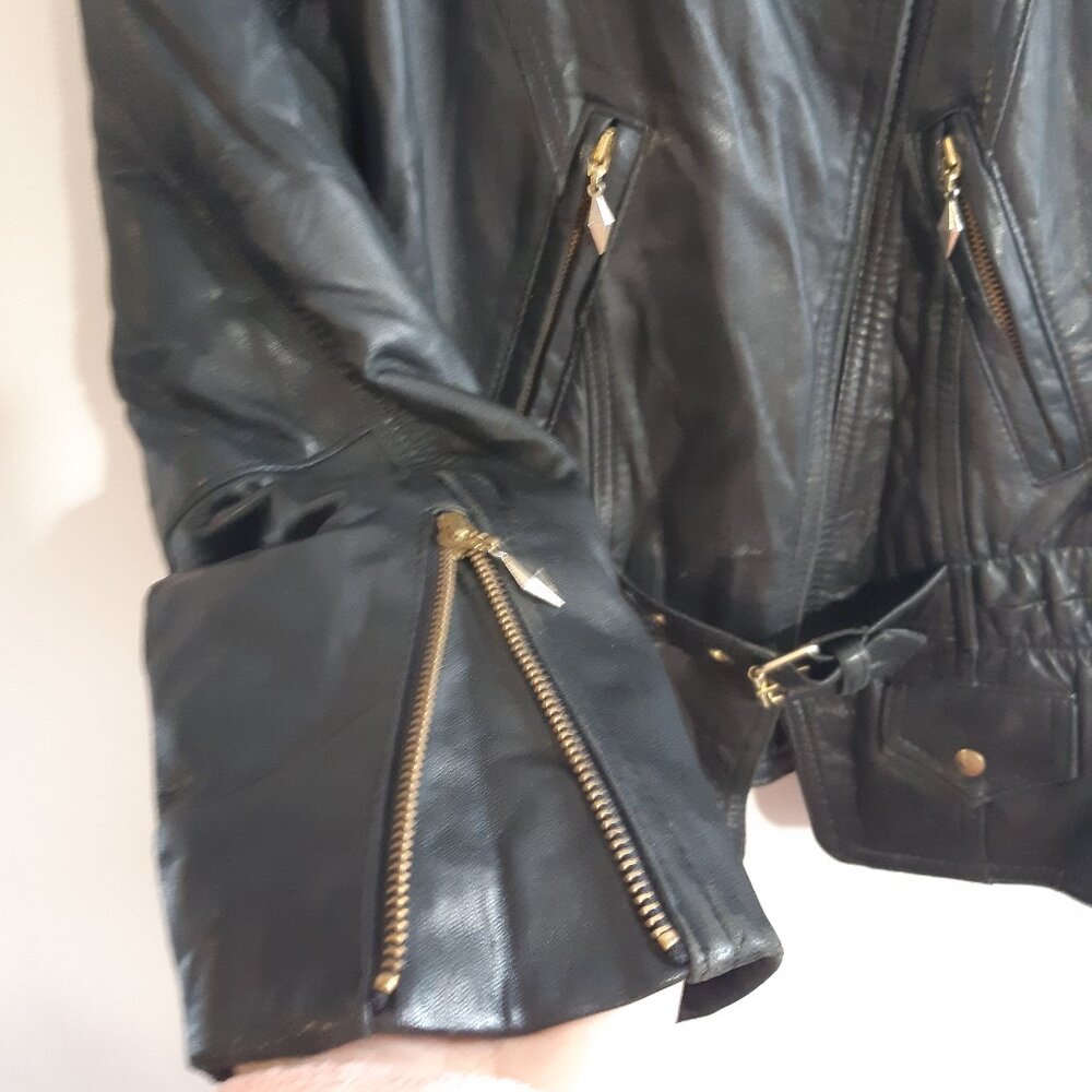 Jacket Leather Genuine Made In Canada Sélection Mono-Pol Small Women Vintage Y2K - Picture 12 of 16